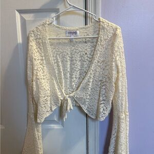 Shyanne Women’s Lace Tie-Front Bell Sleeve Top